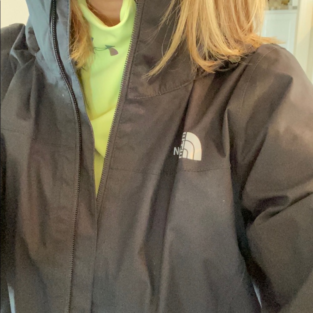 North face black rain coat with hood